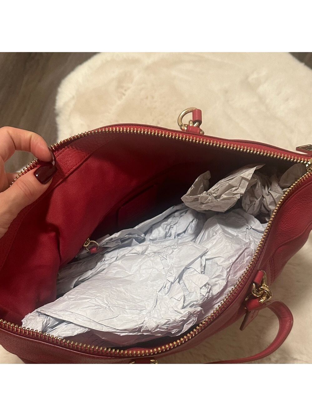 Coach Red Leather Shoulder Bag - Picture 5 of 6